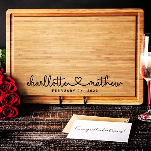 Personalized Wood Engraved Cutting Board - Valentines Day Gifts for Her - Unique Present for Wedding, Anniversary, Housewarming, Birthday, Holiday, or Romantic Gift Idea for Friends, Family, Mom, Dad