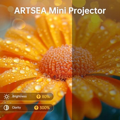 ARTSEA Mini Portable Projector for iPhone - HD 1080P Support Pico Movie Projector to Watch Cartoon, Phone Projector Compatible with HDMI, USB, TV Stick, Laptop, iOS and Android