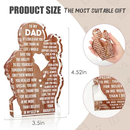 Dad Gifts from Daughter Dad Birthday Gift from Daughter - Christmas Best Dad Ever Gifts Idea Daddy Bpnus New Dad Gift Father's Day Valentines Easter Desk Decor Acrylic Plaque Sign
