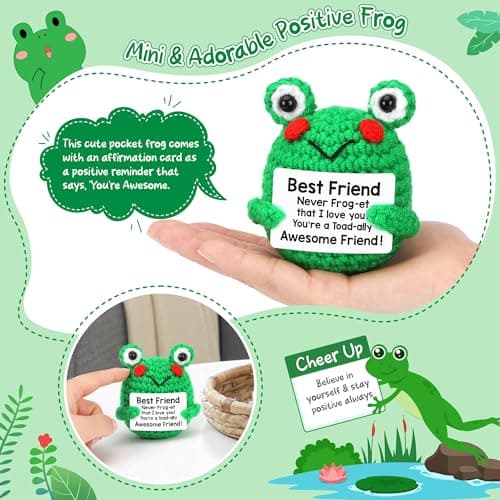 LEJIAJINW Friendship for Women Birthday Bestie BFF Sister, Birthday Gifts for Women Friends, Mini Cute Handmade Frog Positive Gift Ideas Christmas Thanksgiving Valentines Day for Her