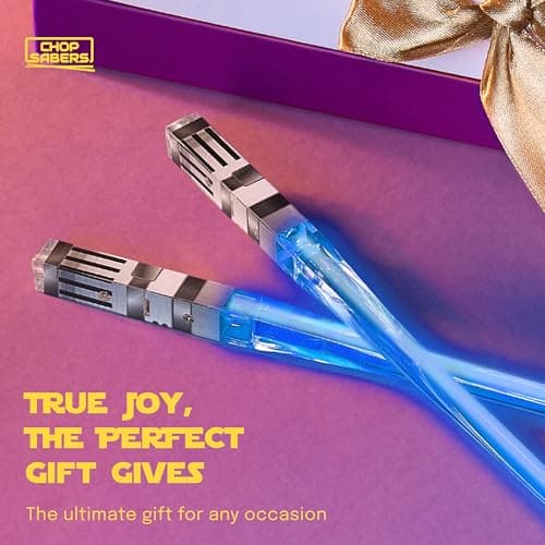 Lightsaber Chopsticks Light Up - LED Glowing Light Saber Star Wars Chop Sticks - Reusable Sushi Lightup Sabers Chopstick Set Of 1 Blue Pair