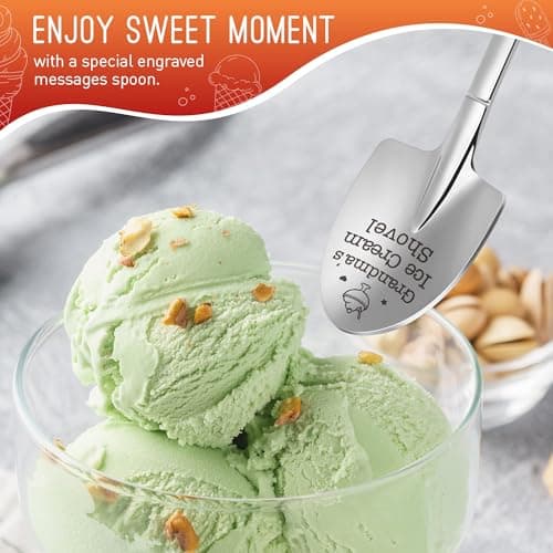 Gifts for Grandma Funny Christmas Grandma Birthday Gifts for Women Grandmother Gigi Nana Granny Mothers, from Grandkids for Christmas Stocking Stuffers Cute Engraved Grandma's Ice Cream Shovel Spoon
