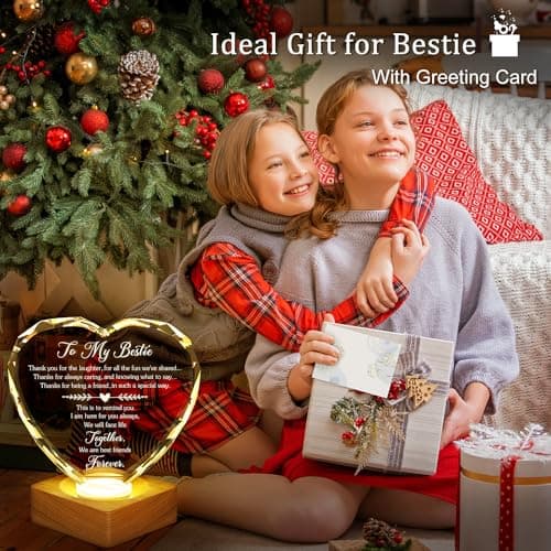 Best Gift to My Bestie 3D Illusion Lamp, to My Best Friend, 3D Crystal Night Light Gift for Bestie's Birthday, Holiday, for Best Friend Sister Girls Women Soft Warm White Colors