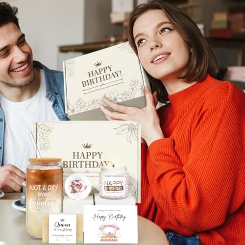 Birthday Gifts for Women, Happy Birthday Gift Baskets for Women, Women Unique Bday Gifts Ideas for Best Friend, Her, Sister, Daughter, Coworkers, Families - Not a Day over Fabulous Glass Gifts Box