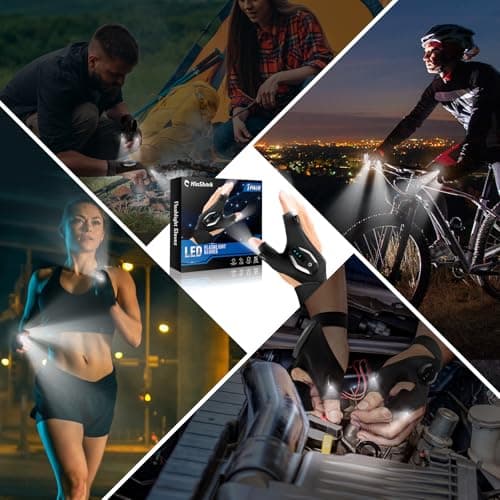 Stocking Stuffers Gifts for Men LED Flashlight Gloves, Mens Gifts for Christmas Anniversary Birthday Gifts for Men Dad Husband Him Husband, Camping Essentials Cool Gadgets Tools for Fishing Repairing