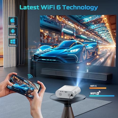 GooDee Smart Viedo Projector 4K with WiFi and Bluetooth, 1000ANSI Brightness Auto Keystone Focus Mini Movie Projector Portable for Home Theather Indoor/Outdoor