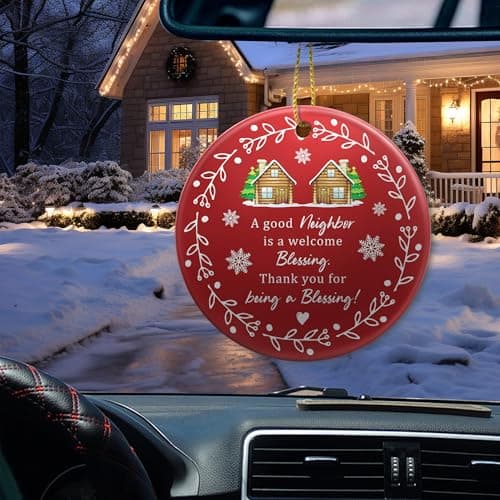 Neighbor Gifts - Neighbor Christmas Tree Decoration Ceramic Ornaments 2025- Christmas Birthday Gift Ideas for Neighbors Friends BFF Bestie Women - Thank You Gifts for Women, Friends, Xmas Decor