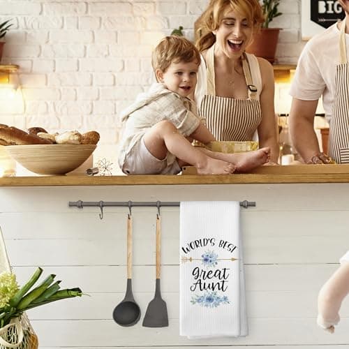 Great Aunt Gifts Kitchen Towels, Aunt Gifts from Niece Dish Towel Dishcloth 16x24 Inches, Auntie Appreciation Gift Decorative Absorbent Hand Tea Towels Decor