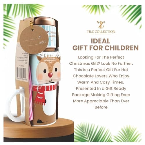 Hot Chocolate Gift Set With Reindeer Mug - Sachets, Mini Marshmallows, Candy Canes and Socks Included