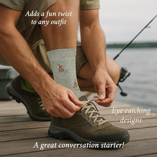The Frustrated Fisherman - Funny Fishing Socks - Funny Fishing Gift for Men - 1 Pair, Size 8 to 13 - Fun Fisherman Socks