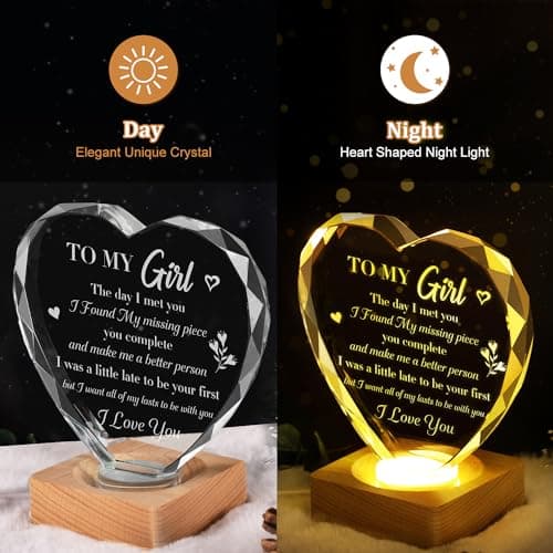 to My Girl Gifts 3D Illusion Lamp for Girlfriend, Engraved Crystal Night Light Presents, Birthday Anniversary Christmas Valentines Day Gifts for Girlfriend Wife from Husband Boyfriend