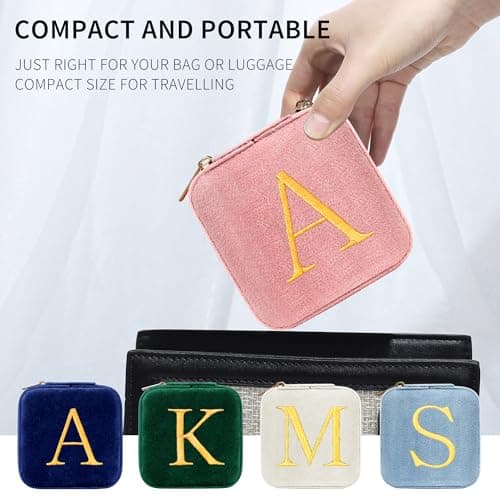 Parima Gifts for Girls - Gifts for Kids, Girl Gift Idea, 6 7 8 9 10 11 12 13 14 15 16 Year Old Girl Birthday Gifts, Teen Girl Gifts Trendy Stuff Travel Jewelry Case Box - Letter A, Pink