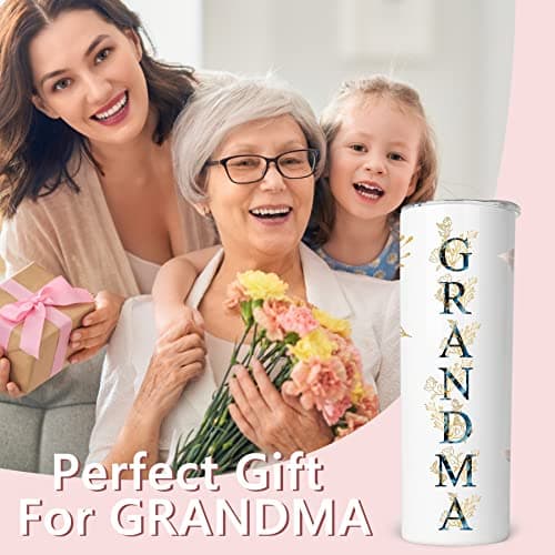 Gifts for Grandma- Best Grandma Stainless Steel Tumbler- Cute Grandma's Mother's Day Birthday Christmas Gifts- Gift for Grammy, Grandmothers, Grandmom from Grandchild Grandson Granddaughter