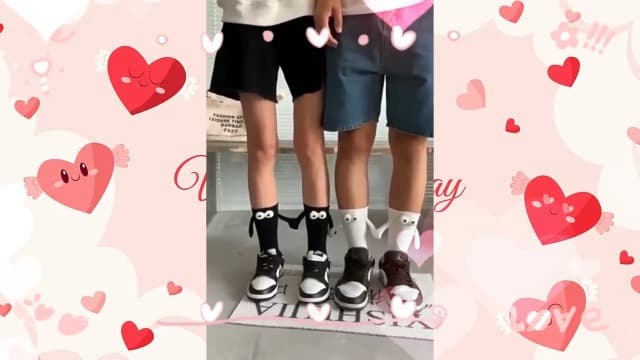 2 Pairs Magnetic Holding Hands Socks - Funny Gifts for Women & Men, Teens, Couples, Friends