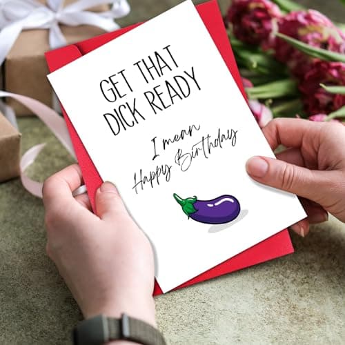 GYYsweetus Funny Birthday Card for Boyfriend Husband, Dirty Birthday Gift for Men, Get that Happy Birthday Card from Girlfriend Wife with Envelope and Sticker