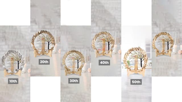 50th Anniversary Wedding Unique Gifts Ideas Crystal Plate with Gold Leaf Wreath - 50th Anniversary Wedding Gifts for Parents Couple - Cardinal Style