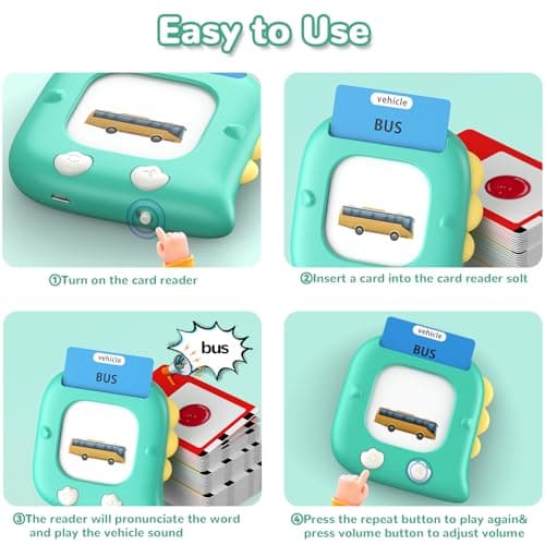 Kidzdo Talking Flashcards for Toddlers, 520 English Sight Words Educational Toy, Pocket Speech Therapy Toys, Autism Sensory Toys for Kids 1-6, Birthday Xmas Gifts for Boys