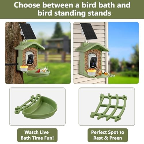 Smart Bird Feeder with Camera Solar Powered, AI Birds Species Identification, 2.5K HD Video Bird House with Camera for Outside, Weatherproof Design Ideal Gifts for Christmas, Bird Lovers, Green
