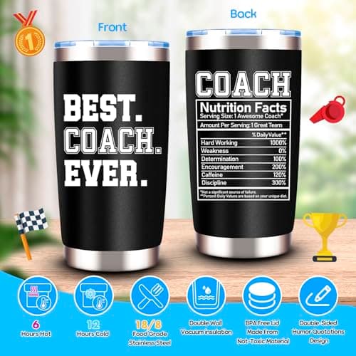 Coach Gifts for Men Women, 20 Oz Best Coach Ever Tumbler Gifts, Thank You Coach Gifts, Birthday Christmas Gifts for Coach, Soccer Football Softball Basketball Swim Coach Appreciation Gifts