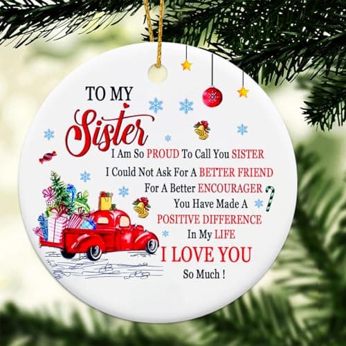 Sister Christmas Ornaments 2025,Sister Ornament for Christmas Tree,Best Sister Gifts,Friends Ornaments for Women,Friendship Gift for My Sister