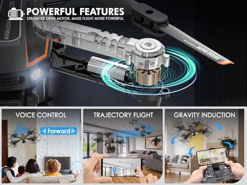 AVIALOGIC Mini Drone with Camera for Kids, Remote Control Helicopter Toys Gifts for Boys Girls, FPV RC Quadcopter with 1080P HD Live Video Camera, Altitude Hold, Gravity Control, 2 Batteries, Black