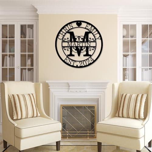 Custom Metal Signs | Personalized Monogram Name Sign | Wedding Gifts for Couples 2025 | Outdoor Wall Art for Family Name | Anniversary Wedding Gifts for Women, Wife, Parents, couple