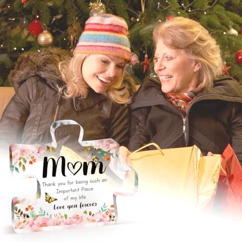 Gifts for Mom - Delicate Mom Birthday Gifts from Daughter Son - Engraved Acrylic Block Puzzle Piece 3.9 x 3.3 inch - Mothers Day Christmas Birthday Gifts for Mom, Ideas