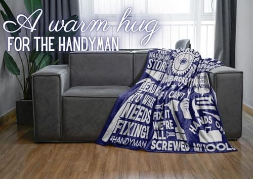 Hanyman Gifts Blanket for Man - 50" x 65" Throw, Flannel Blanket - Birthday Gifts for Handyman - Broke