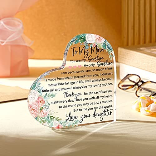 Jetec Mothers Day Gifts Acrylic Mom Birthday Sign Plaque Presents from Daughter Son Grateful Birthday Christmas Valentines Gifts, 5.91 x 5.91 x 0.55 Inches(to My Mother)