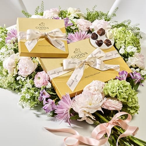 Godiva Chocolatier Thank You Ribbon 18-Piece Assorted Chocolate Gift Box – Gourmet Chocolate Candy Variety Pack – Dark Caramel, Milk Chocolate, Nuts– Gift Basket for Father’s Day, Birthday and Anniversary