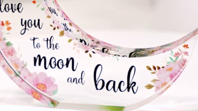 Gifts for Mom, Mom Christmas Gifts from Daughter Son, Christmas Gifts for Mom - Thanksgiving Presents for Mom - Acrylic Moon Shaped Decorative Plaque Gifts.