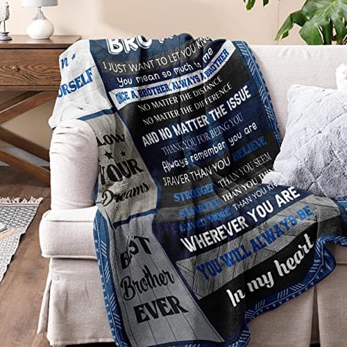 Quilazy Gifts for Brother, Best Brothers Birthday Gifts from Sister, Big Brother Gift for Boy, Cool Christmas Fathers/Valentines Day Graduation Birthday Gift for Adult Brothers Men Blanket 60"X 50"