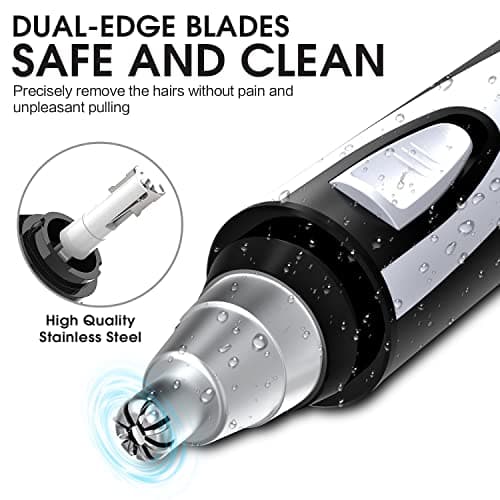 ZORAMI Ear and Nose Hair Trimmer Clipper - 2025 Professional Painless Eyebrow & Facial Hair Trimmer for Men Women, Battery-Operated Trimmer with IPX7 Waterproof, Dual Edge Blades for Easy Cleansing Black
