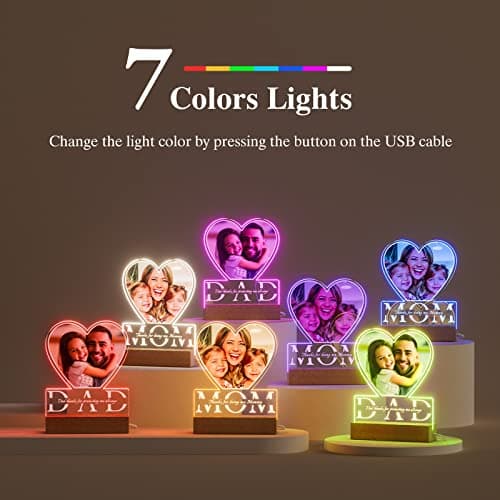 Bemaystar Dad Gifts with Picture- Custom Night Light with Photo Text, Father's Day Gifts from Daughter Son Wife, Gifts for Dad, Dad Gifts for Father Grandpa Papa for Fathers Day Birthday Christmas