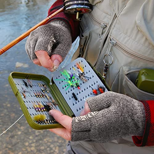Palmyth Wool Fishing Gloves 3-Cut Fingers Warm for Men and Women Cold Weather Fingerless Gloves for Winter Fly Fishing