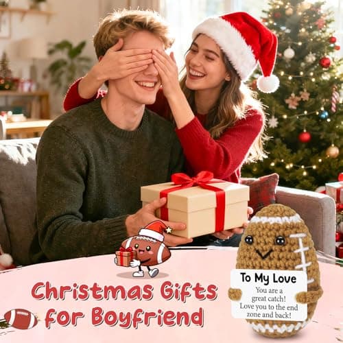 Birthday Gifts for Him Her Boyfriend Girlfriend, to My Love Handmade Emotional Crochet Football, Small Cute Anniversary Present for Him, Mini Romantic I Love You Gift for Husband Wife Couple