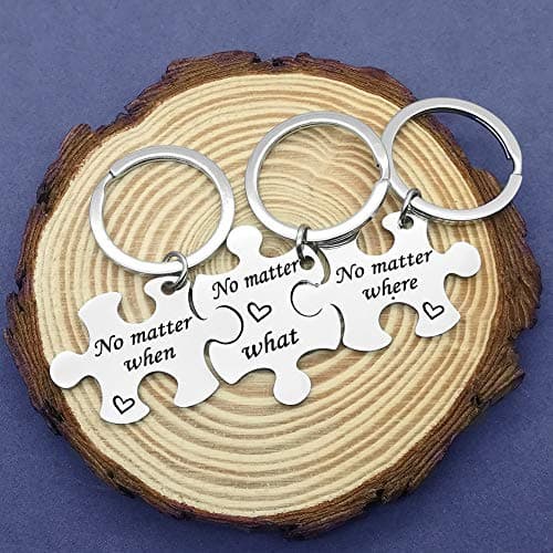 Vadaka Best Friend Keychain Set No Matter Where What When Puzzle Keychain Set of 3 Long Distance Relationship Gift Friendship Gifts for Couple Sister Teens Birthday Christmas Gift