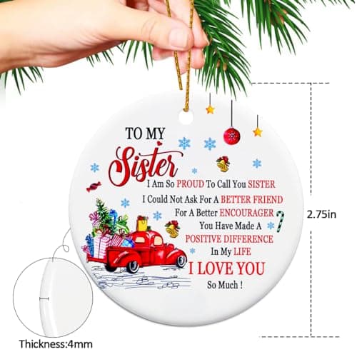 Sister Christmas Ornaments 2025,Sister Ornament for Christmas Tree,Best Sister Gifts,Friends Ornaments for Women,Friendship Gift for My Sister