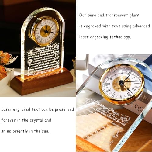 Ornalrist Wedding Gifts for Couples 2025 - Glass Clock with Wooden Light Base Happy Anniversary Marriage Prayer Wedding Gifts for Bride and Groom Engagement Newlywed Mr Mrs Gifts