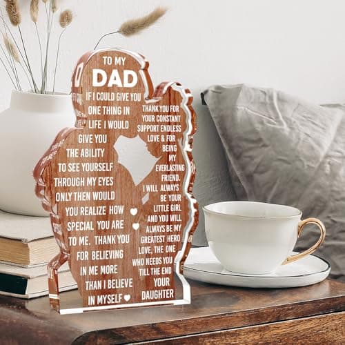 Dad Gifts from Daughter Dad Birthday Gift from Daughter - Christmas Best Dad Ever Gifts Idea Daddy Bpnus New Dad Gift Father's Day Valentines Easter Desk Decor Acrylic Plaque Sign