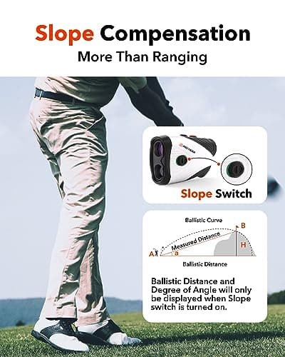 REDTIGER Golf Rangefinder with Slope, 1200 Yards Laser Range Finder Golfing, 7X Magnification, Flag Pole Locking Vibration, Rechargeable Range Finders with Magnet Stripe, GolfVue Series 1