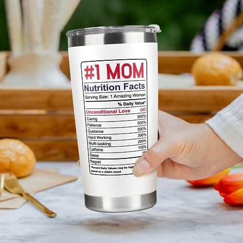 Gifts for Mom from Daughter Son - Christmas Gifts for Mom Wife - Birthday, Christmas, Valentines Day Gift for Moms - Gift for Mama, Moms, Mother - 20 Oz Stainless Steel White Tumbler