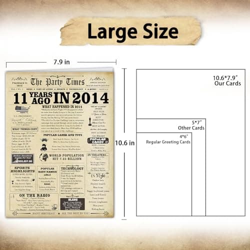 Big 11th Vintage Birthday Gifts for Girls Boys, Sweet 11th Birthday Decorations for Daughter Son Her Him,Humour Bday Card for 11 Year Old Granddaughter Grandson