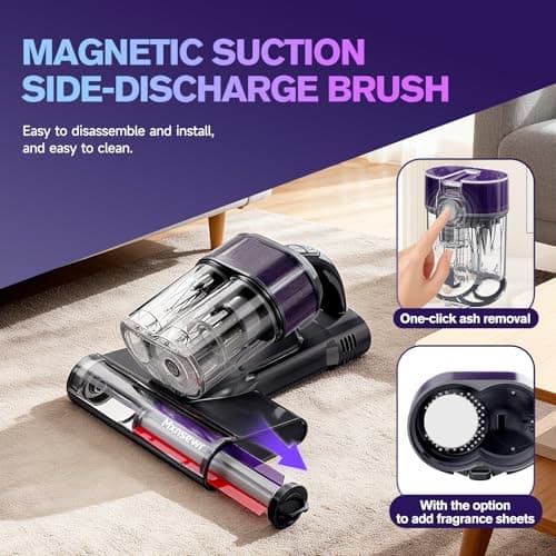 Mattress Vacuum Cleaner, 18Kpa Handheld Bed Vacuum Cleaner with 253.7nm UV-C Light, HEPA Filter & Ultrasoni, 150℉ Heat, Smart Dual Cup, and One-Click ash Removal for Bed, Sofa(Gray)