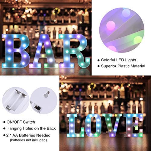 Foaky Upgraded Light Up Letters,Colorful Marquee Light Up Letter with Remote,Marquee Letters for Girl Gifts Teen Girl Gifts Trendy Stuff,Birthday Party Decoration (A)