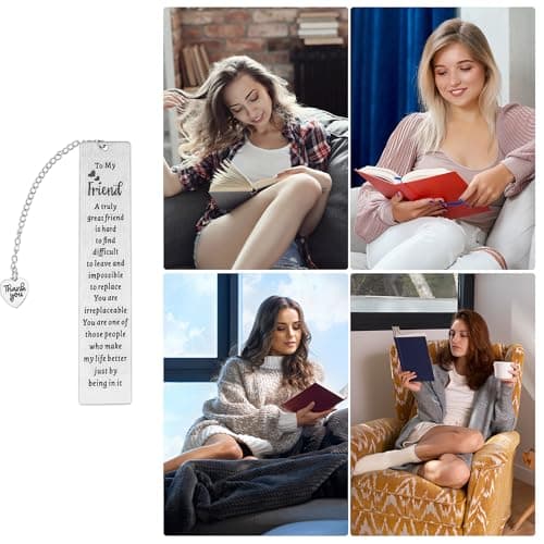 Ouligay Friend Bookmark for Women Book Lovers Gifts Friendship Bookmarks Metal Book Marker for Reading Women Best Friend Gifts for Besties BFF Long Distance Friendship Present Reader Book Club Gifts