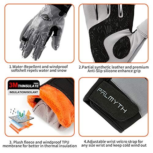 Palmyth Flexible Fishing Gloves Warm for Men and Women Cold Weather Insulated Water Repellent Great for Ice Fishing Fly Fishing Photography Motorcycling Running Shooting Hiking