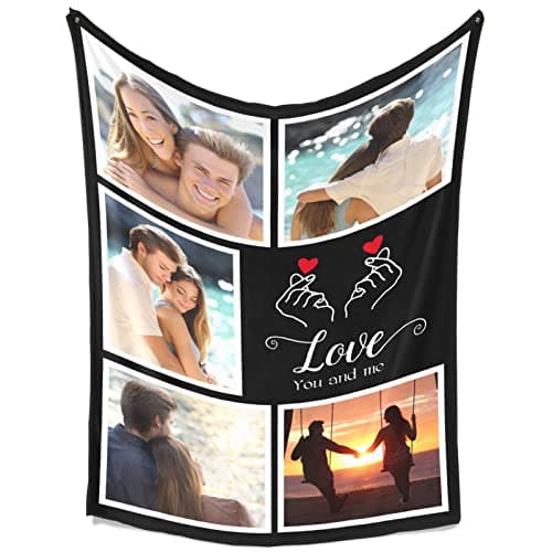 Custom Photo Blankets Using My Own Photo, Personalized Couples Gifts for Valentines Day Gifts for Him & Her