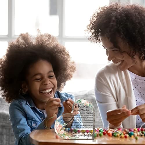 Jetec Mothers Day Gifts Acrylic Mom Birthday Sign Plaque Presents from Daughter Son Grateful Birthday Christmas Valentines Gifts, 5.91 x 5.91 x 0.55 Inches(to My Mother)