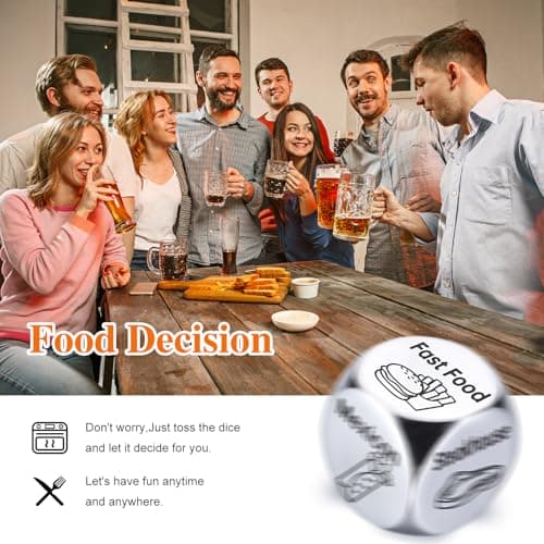 Stocking Stuffers for Men Women Adults: Steel Food Decision Dice Funny Gifts for Him Her Couple Girlfriend Boyfriend Husband Wife Christmas Anniversary Valentines Birthday Wedding Fathers Day